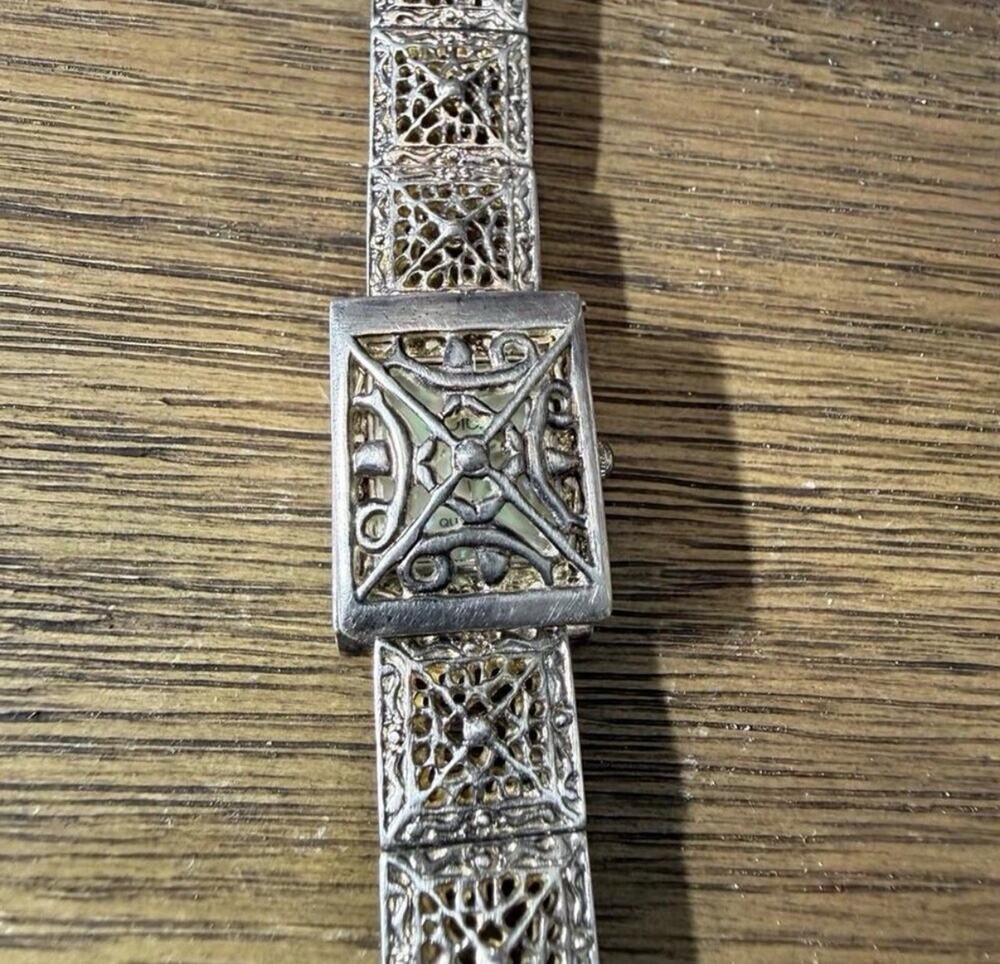 Vintage 925 CROTON Sterling Silver Mother of Pearl Luxury Watch - New Battery
